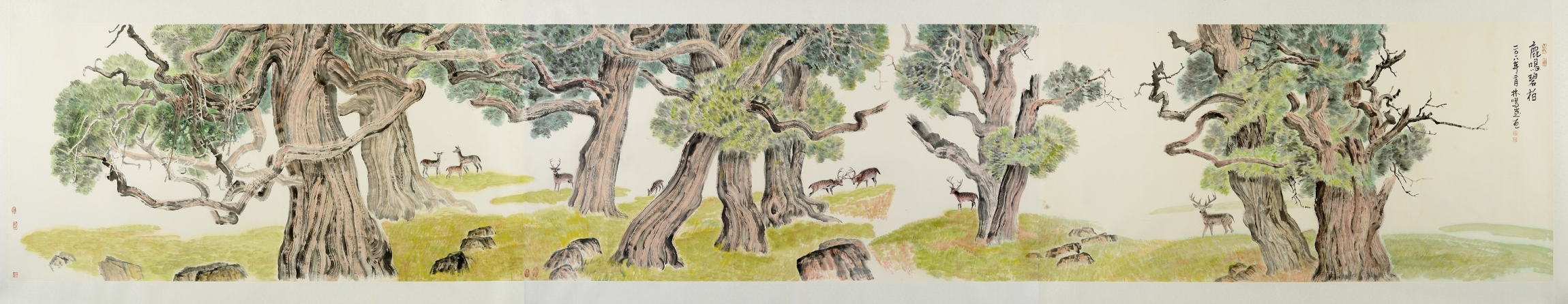 本頁圖片/檔案 - 23 鹿鳴碧柏 123x750cm 2017年