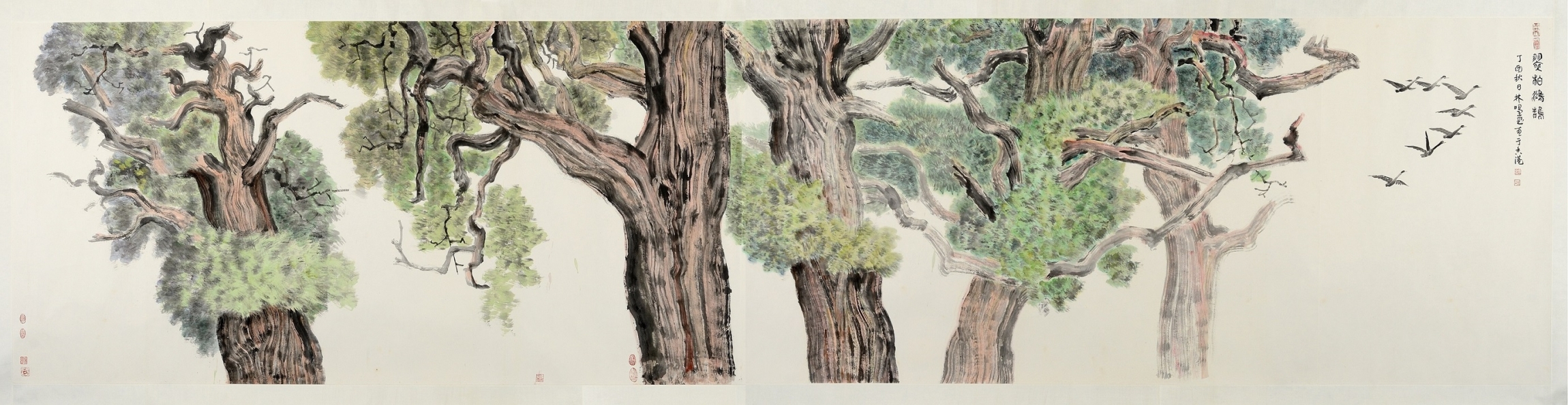 本頁圖片/檔案 - 24 翠柏鴻鵠 124x520cm 2018年